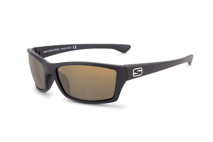 Scout sunglasses by Skeleton Optics, dark gray frame with bronze-brown lenses on Tampa Home & Garden Store