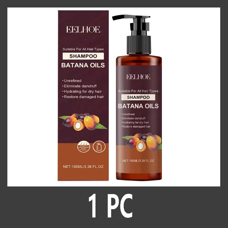 Batana Oils shampoo bottle with box, amber bottle, purple label, EELHOE brand 2 pc on Tampa Home & Garden Store