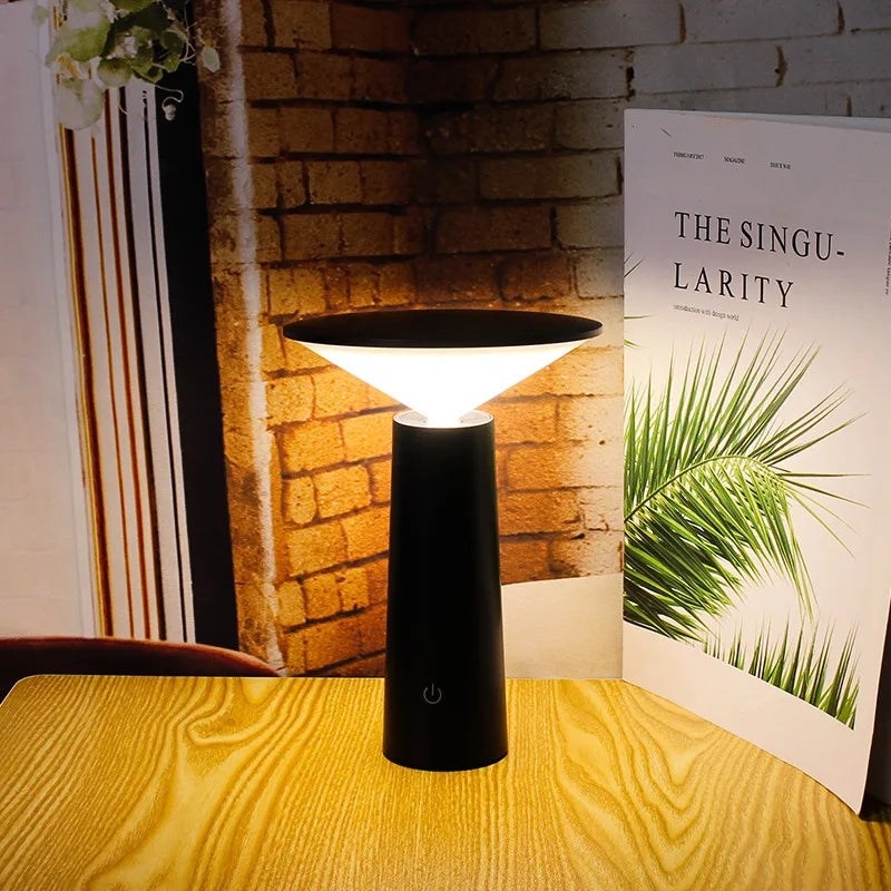 Smart touch desk lamp by Perfecsy with black cylindrical base white shade USB charging on Tampa Home & Garden Store