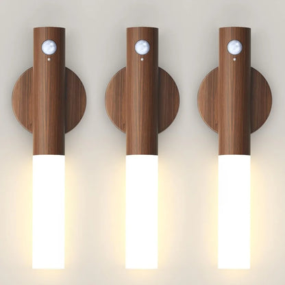 WoodAura | Rechargeable Motion Sensor Wall Sconce with Magnetic Decor