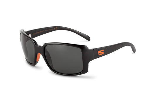Stampede Blaze Orange sunglasses by Skeleton Optics, black frame with orange accents on Tampa Home & Garden Store