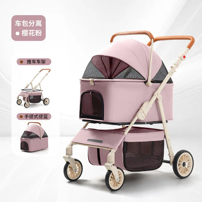 3-in-1 Pet Stroller for Cats & Dogs Pet Zen; stroller with detachable carrier and storage basket on Tampa Home & Garden Store