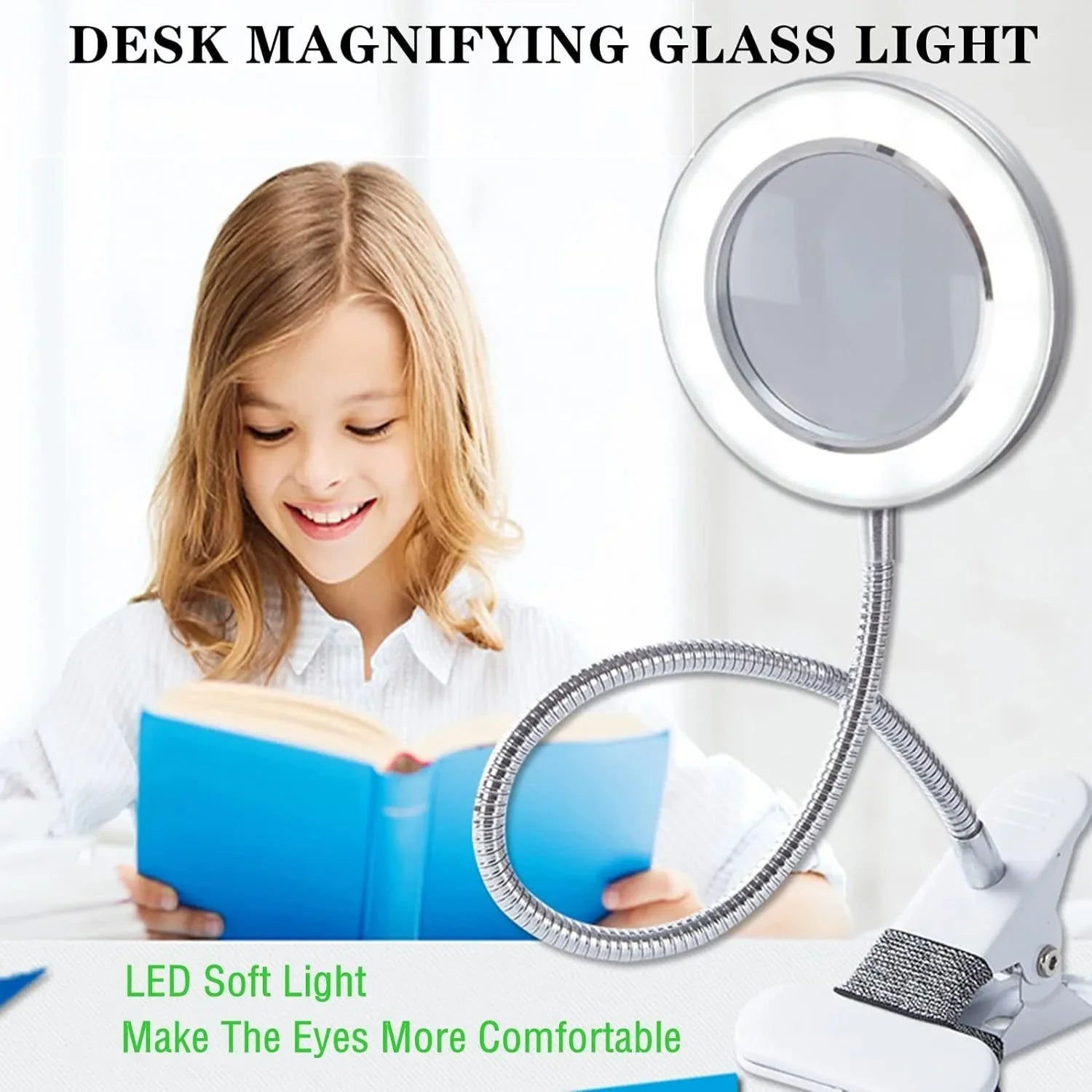 Perfecsy 10X magnifying desk lamp with LED ring light, metal clamp, flexible gooseneck on Tampa Home & Garden Store