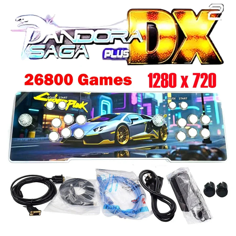 Pandora Saga Dx2 arcade console by FLIPSTYLEZLLC with 2-player joystick panel and racing car art on Tampa Home & Garden Store