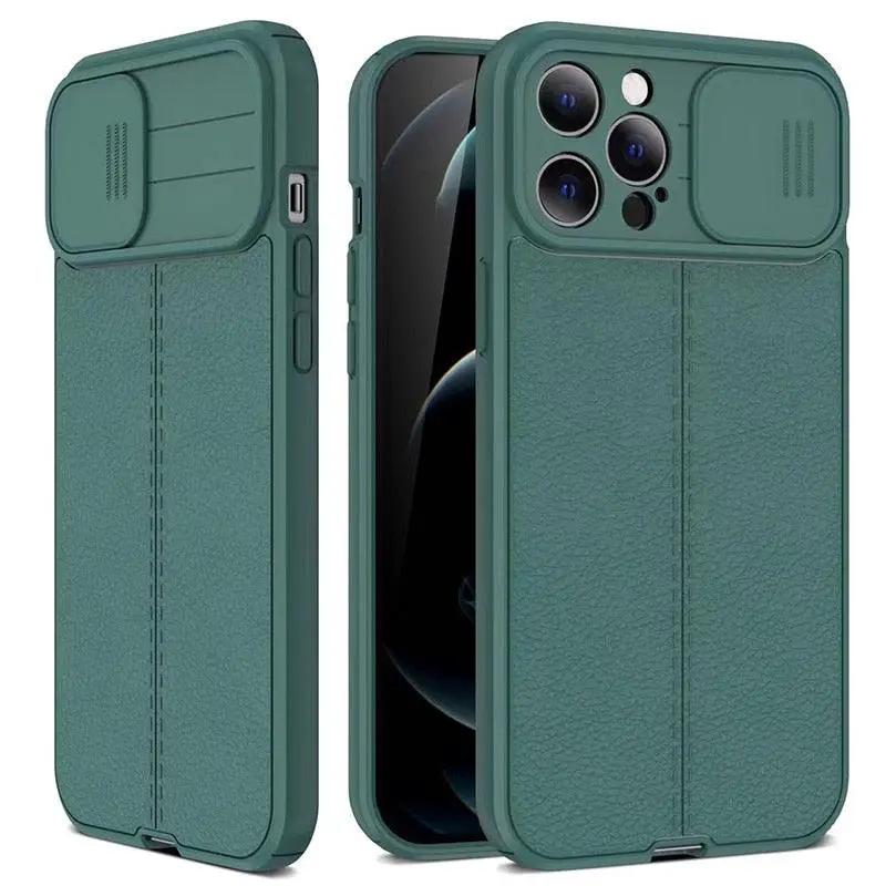 Lux Leather Black Shockproof Case for iPhone