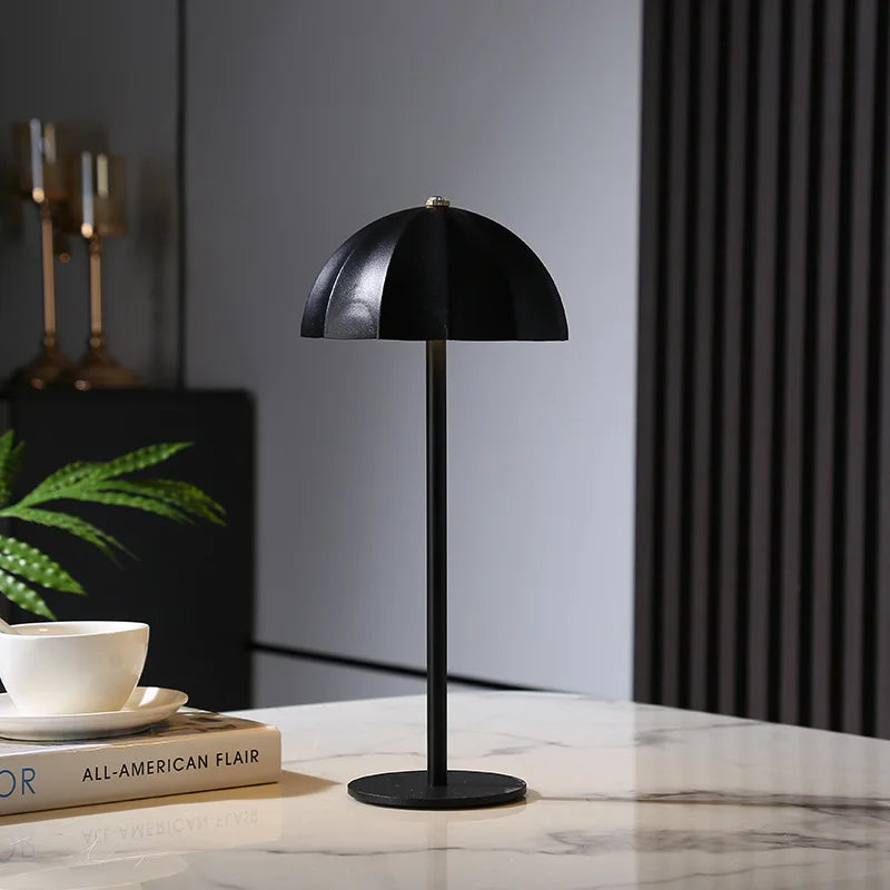 LED Metal Table Lamp Rechargeable Touch Dimmable Desk Lamp Umbrella Shade