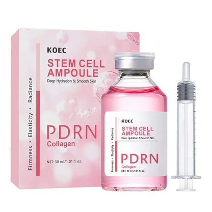 PDRN stem cell ampoule with collagen in pink bottle beside KOEC box on Tampa Home & Garden Store