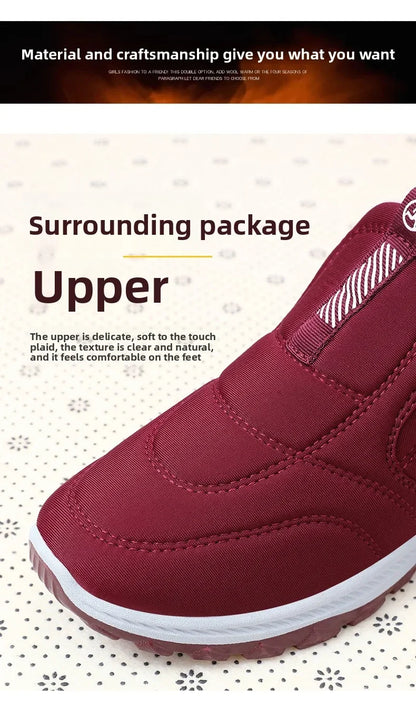 Women's Winter Snow Boots burgundy cotton upper, non-slip sole on Tampa Home & Garden Store