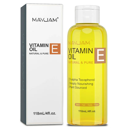 MAYJAM Vitamin E Oil set: white box and yellow bottle with orange E logo, 118ml on Tampa Home & Garden Store