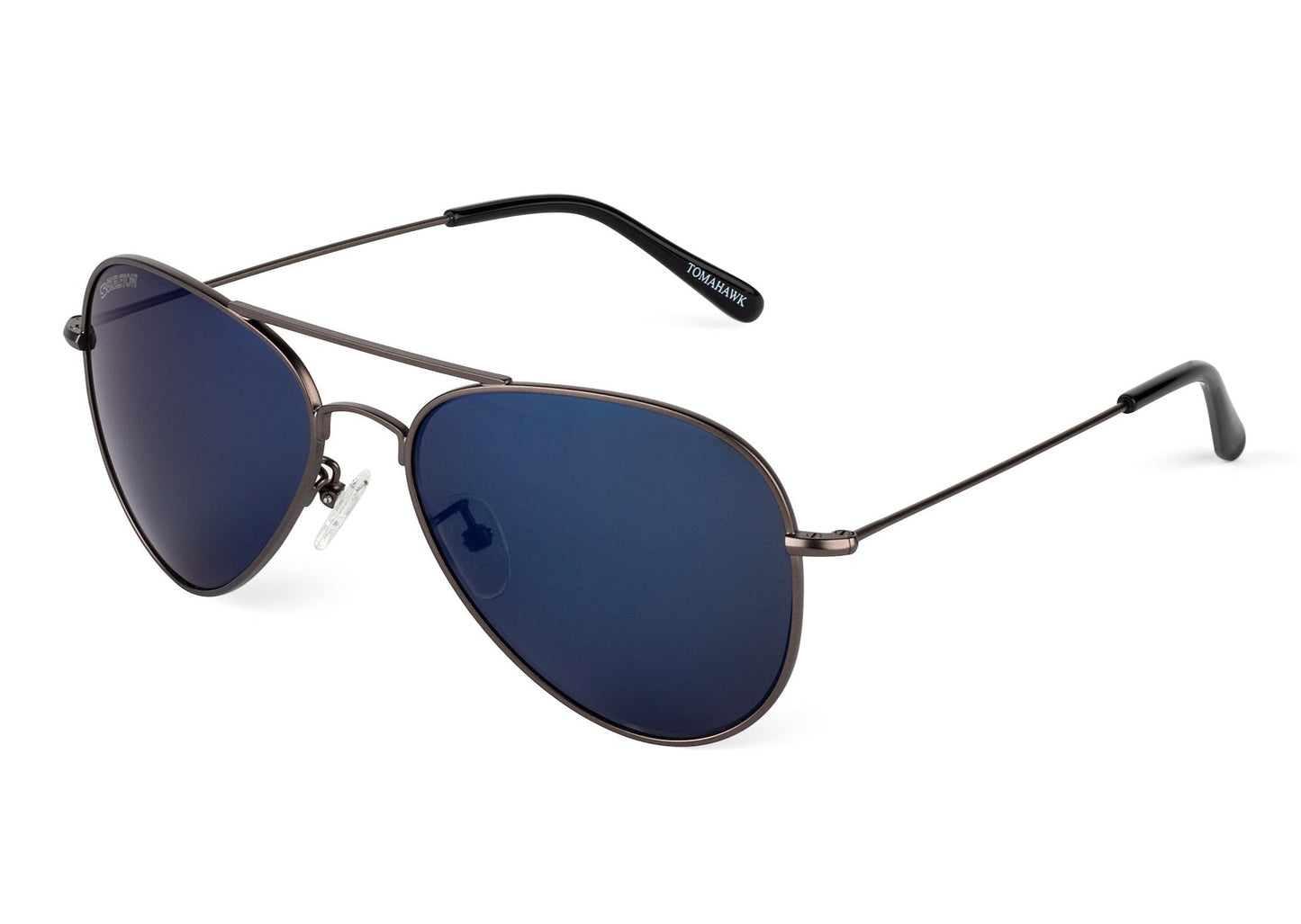 Tomahawk sunglasses Original Edition by Skeleton Optics with bronze frame and blue lenses on Tampa Home & Garden Store