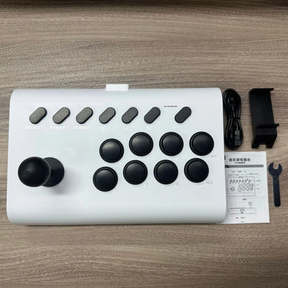 Arcade Fight Stick for P4/Switch/PC by FLIPSTYLEZLLC, white body with black buttons and USB cable on Tampa Home & Garden Store
