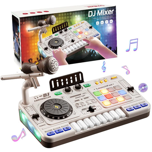 Kids DJ Mixer Music Toy with Microphone Educational Musical Playset - Tampa Home & Garden Store