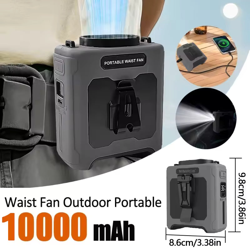 Cooling Companion | Portable Waist Fan with 8000mAh Battery | 100-Speed Adjustable for Ultimate Comfort