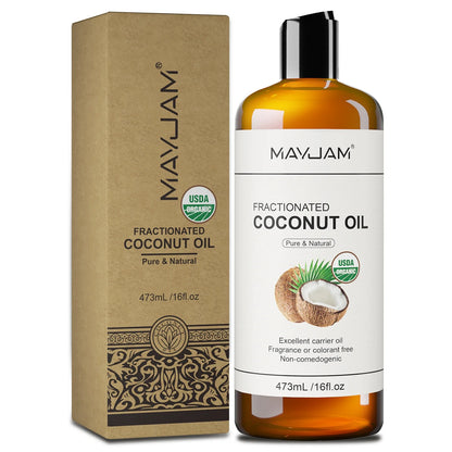 MayJAM Fractionated Coconut Oil bottle with USDA Organic label and matching box 473mL / 16fl oz on Tampa Home & Garden Store