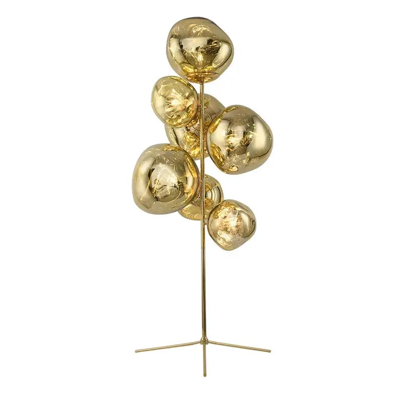 DecorBites LED Lava Floor Lamp gold glass orb cluster on slender gold stand on Tampa Home & Garden Store
