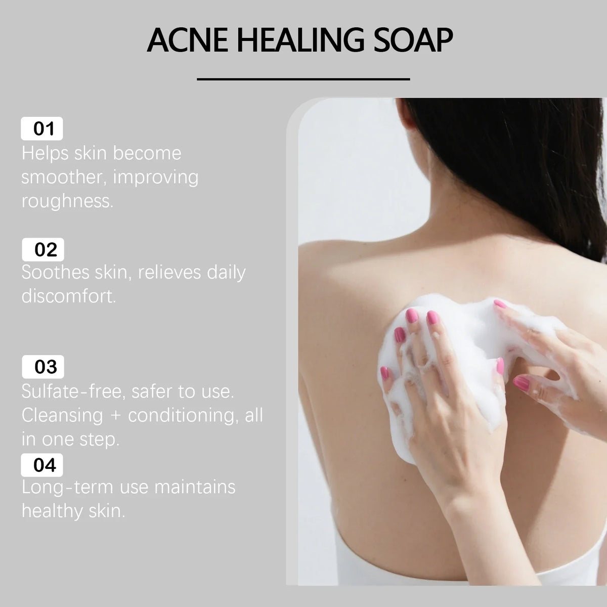 Acne healing cleansing soap by Silcy Skin for back acne, moisturizing & brightening 100g bar on Tampa Home & Garden Store
