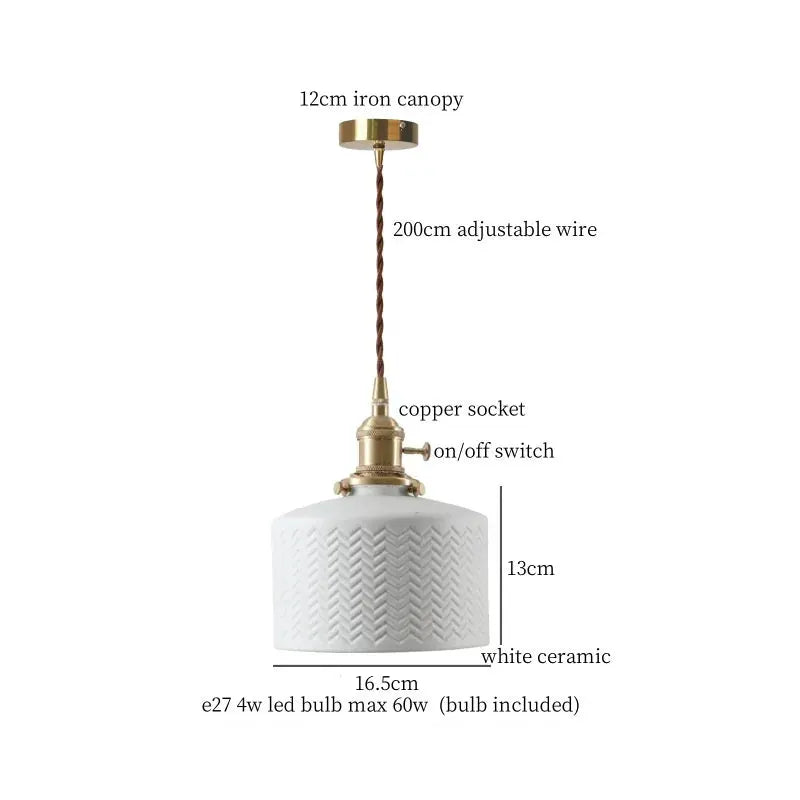 DecorBites Lotus Flower ceramic LED pendant lampshade white with brass canopy brown cord on Tampa Home & Garden Store