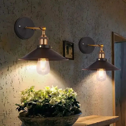 Wooden Wall Lamp with Switch for E27 Color Sconce, black metal sconces with brass arms on Tampa Home & Garden Store