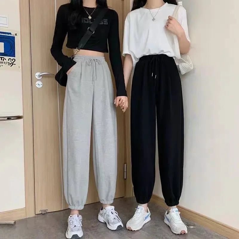 Women jogger pants loose drawstring hip hop style by UpTrend Deals gray and black two models on Tampa Home & Garden Store