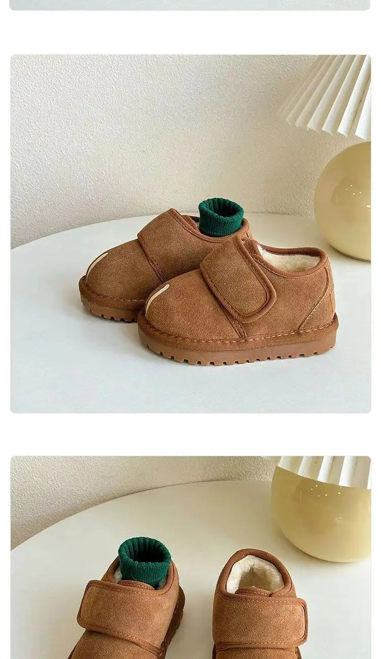 Kids snow boots plush faux suede warm lining Velcro strap anti-slip sole UpTrend Deals on Tampa Home & Garden Store