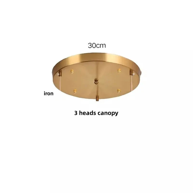 DecorBites LED pendant lamp, brass iron finish, 3-head canopy, round 30cm on Tampa Home & Garden Store