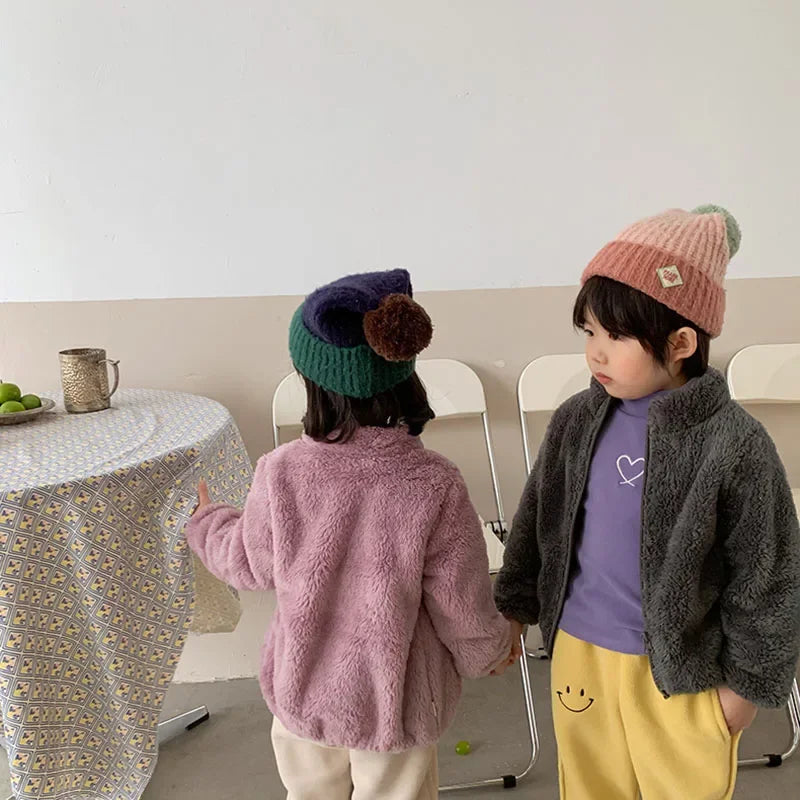 Kids fleece winter jackets, fluffy coats in pink and gray by UpTrend Deals on Tampa Home & Garden Store