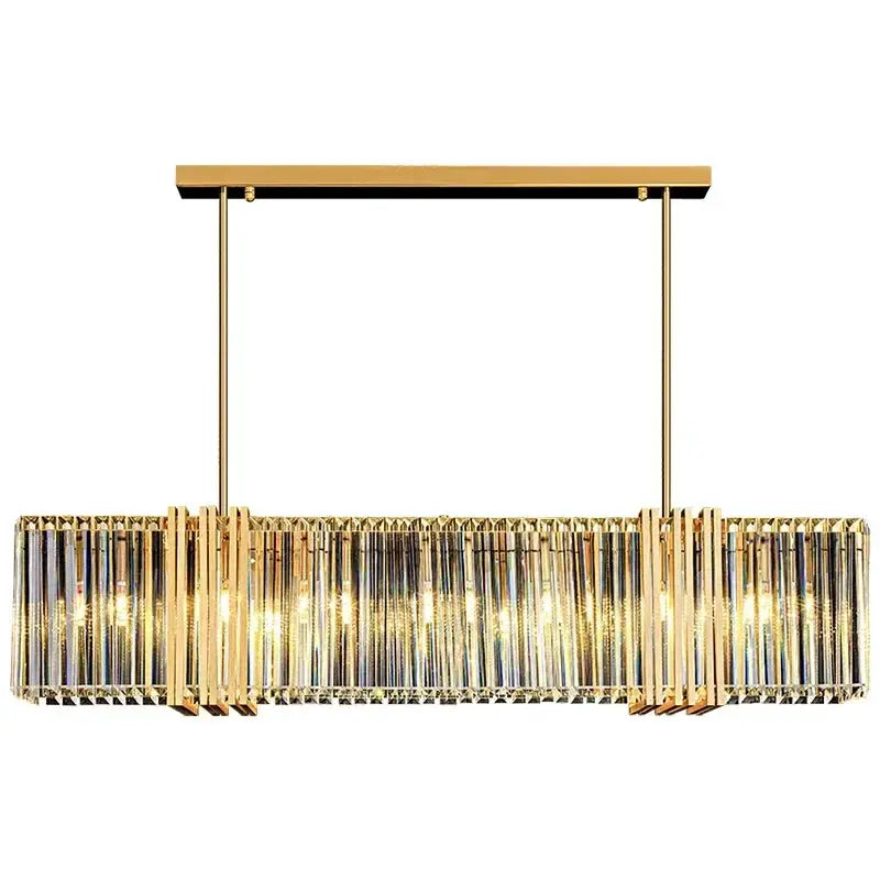 DecorBites Luxe E14 LED Pendant Chandelier gold with prisms, suspension rods on Tampa Home & Garden Store