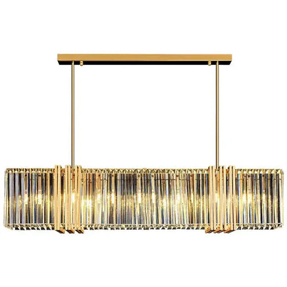 DecorBites Luxe E14 LED Pendant Chandelier gold with prisms, suspension rods on Tampa Home & Garden Store