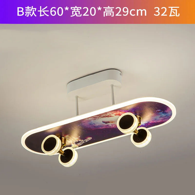 DecorBites skateboard LED ceiling light with galaxy deck and four LED wheels for kids on Tampa Home & Garden Store