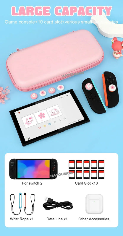Pink Switch 2 carrying case with 4 joystick covers and 10 card slots by FLIPSTYLEZLLC on Tampa Home & Garden Store