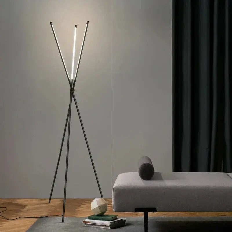 Knox Tripod Floor Lamp Decorbites black metal tripod with slim LED tubes Nordic design on Tampa Home & Garden Store