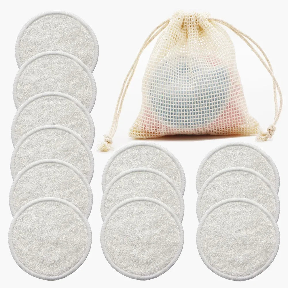 12pc reusable cotton pads makeup remover rounds, bamboo fabric, washable with mesh bag on Tampa Home & Garden Store