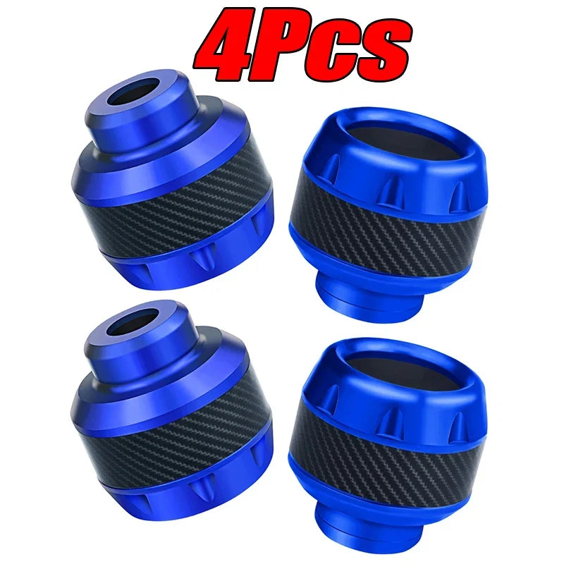 Blue anodized motorcycle front fork slider cups with carbon fiber sleeve, 4pc BikerZoneZ on Tampa Home & Garden Store