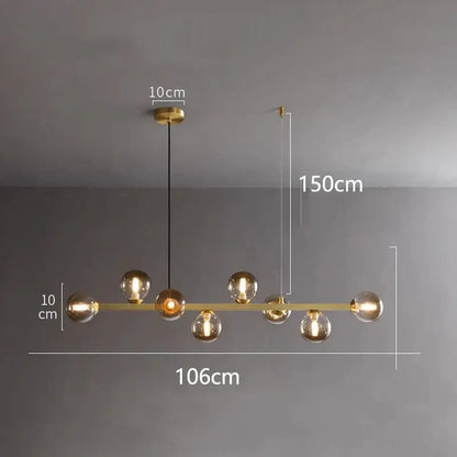 DecorBites LED pendant chandelier in brass finish with glass globe bulbs on Tampa Home & Garden Store