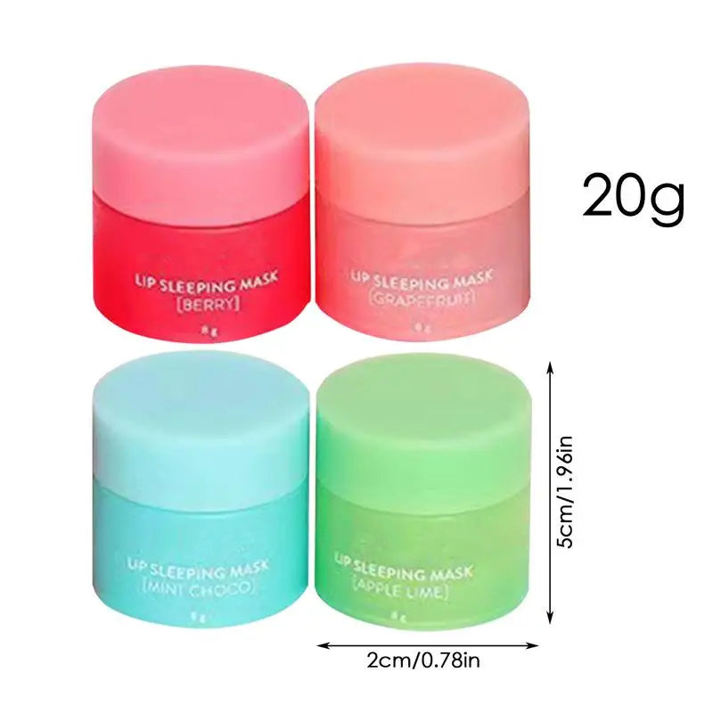 Silcy Skin lip sleeping mask set, 4x20g jars in Berry, Grapefruit, Mint Choco, Apple Lime on Tampa Home & Garden Store