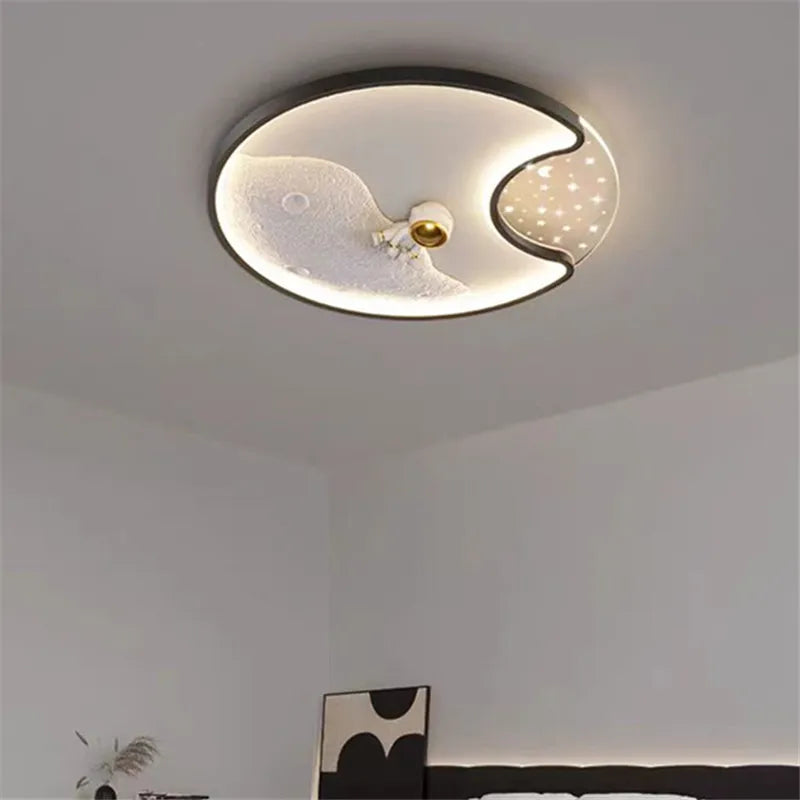 DecorBites Kids Astronaut LED Moon Light ceiling fixture white with crescent and stars on Tampa Home & Garden Store