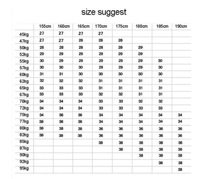 Men Skinny Jeans size chart by UpTrend Deals with height/weight denim guide on Tampa Home & Garden Store