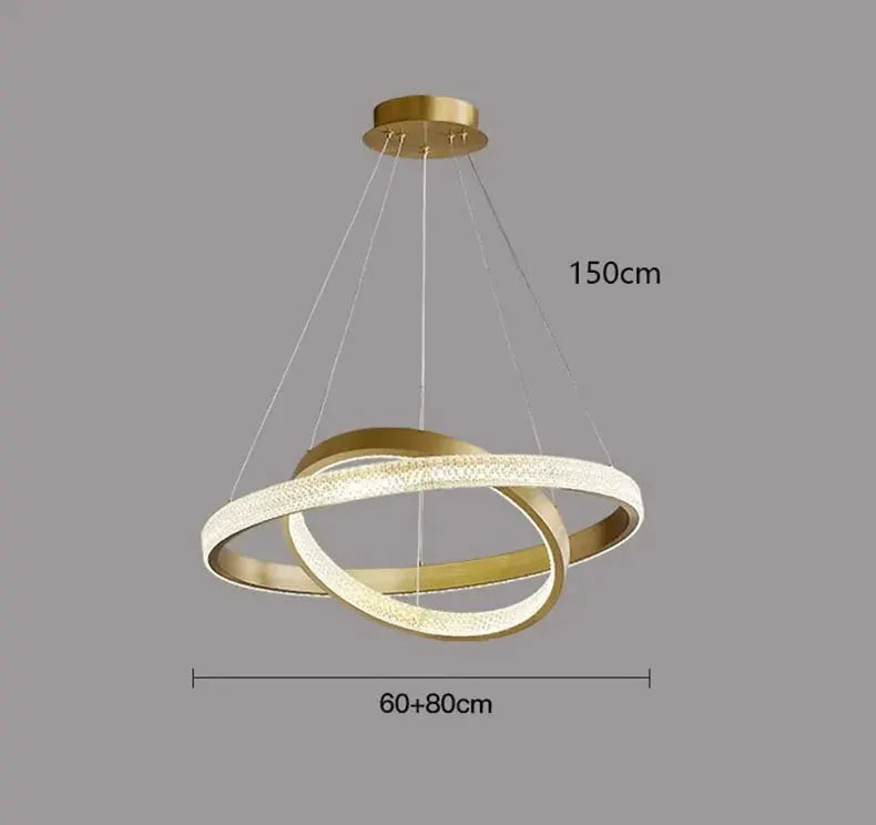 DecorBites LED Pendant Chandelier gold intertwined rings, living and dining lighting on Tampa Home & Garden Store