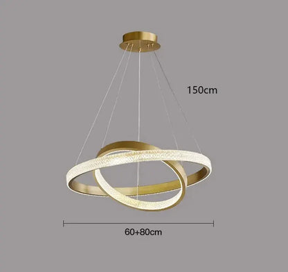 DecorBites LED Pendant Chandelier gold intertwined rings, living and dining lighting on Tampa Home & Garden Store