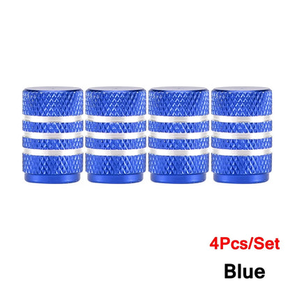 Valve stem caps set, blue metal, 4 pcs, BikerZoneZ, motor vehicle tire accessories on Tampa Home & Garden Store