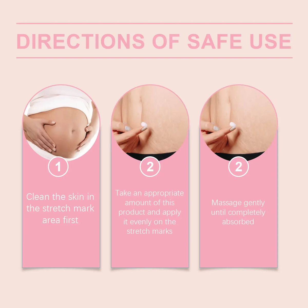 Silcy Skin stretch marks removal cream directions three-step use with pregnant belly image on Tampa Home & Garden Store