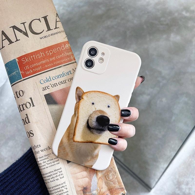 Stevvex puppy bread-face silicone iPhone case white with cute dog bread design shockproof on Tampa Home & Garden Store