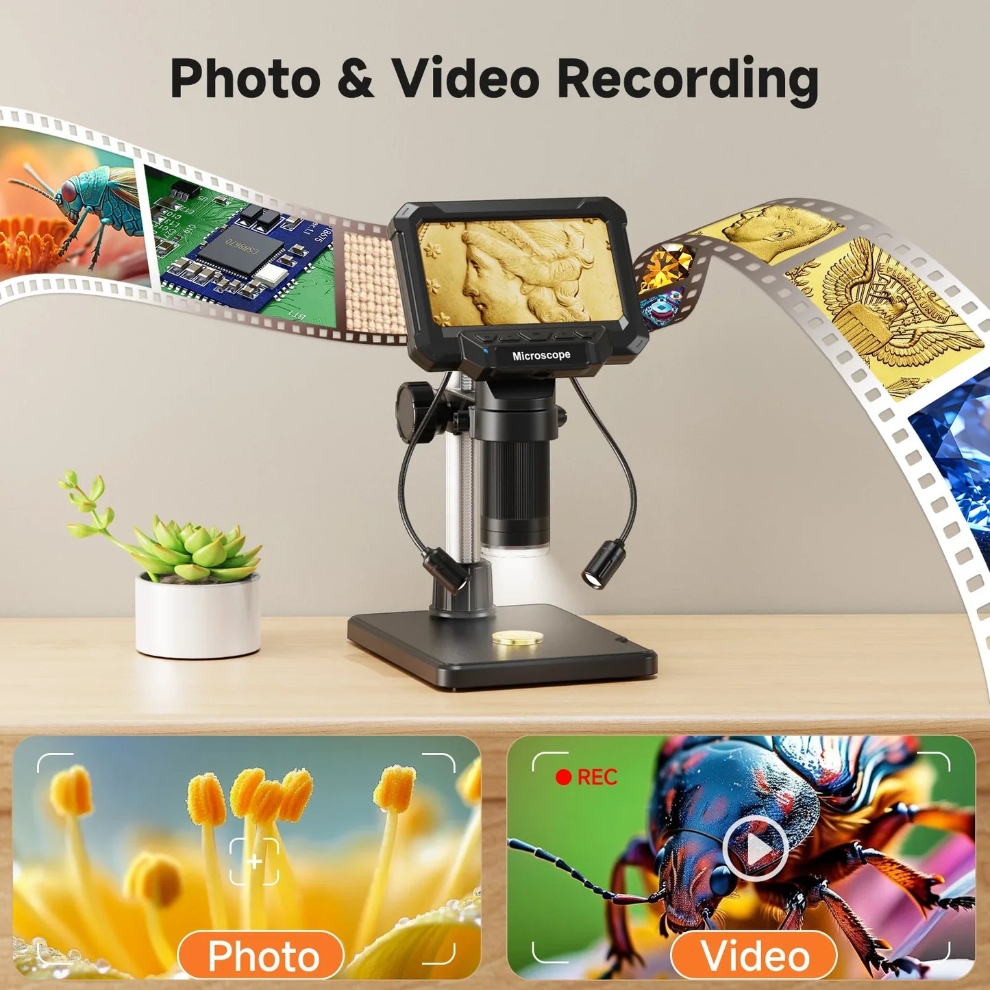 4.3 Inch Coin Microscope 1920P HD with LED for PCB Repair PC View