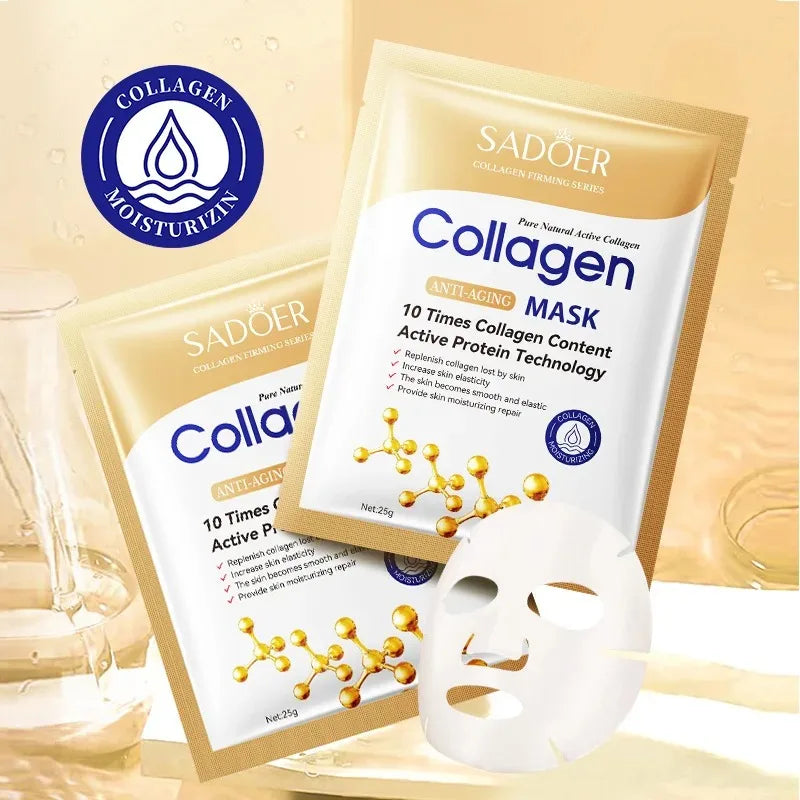 Collagen face mask sheet SADOER gold packaging anti-aging, moisturizing treatment Silcy Skin on Tampa Home & Garden Store