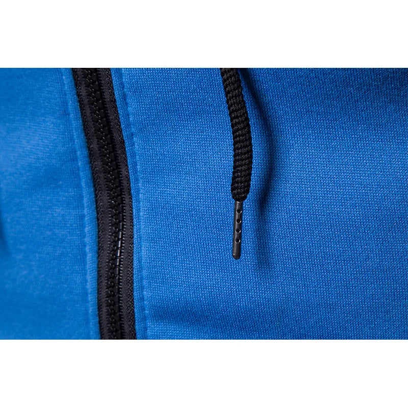 Men's zip up hoodie blue fabric with black zipper and drawstring aglet UpTrend Deals on Tampa Home & Garden Store