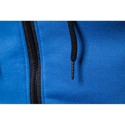 Men's zip up hoodie blue fabric with black zipper and drawstring aglet UpTrend Deals on Tampa Home & Garden Store