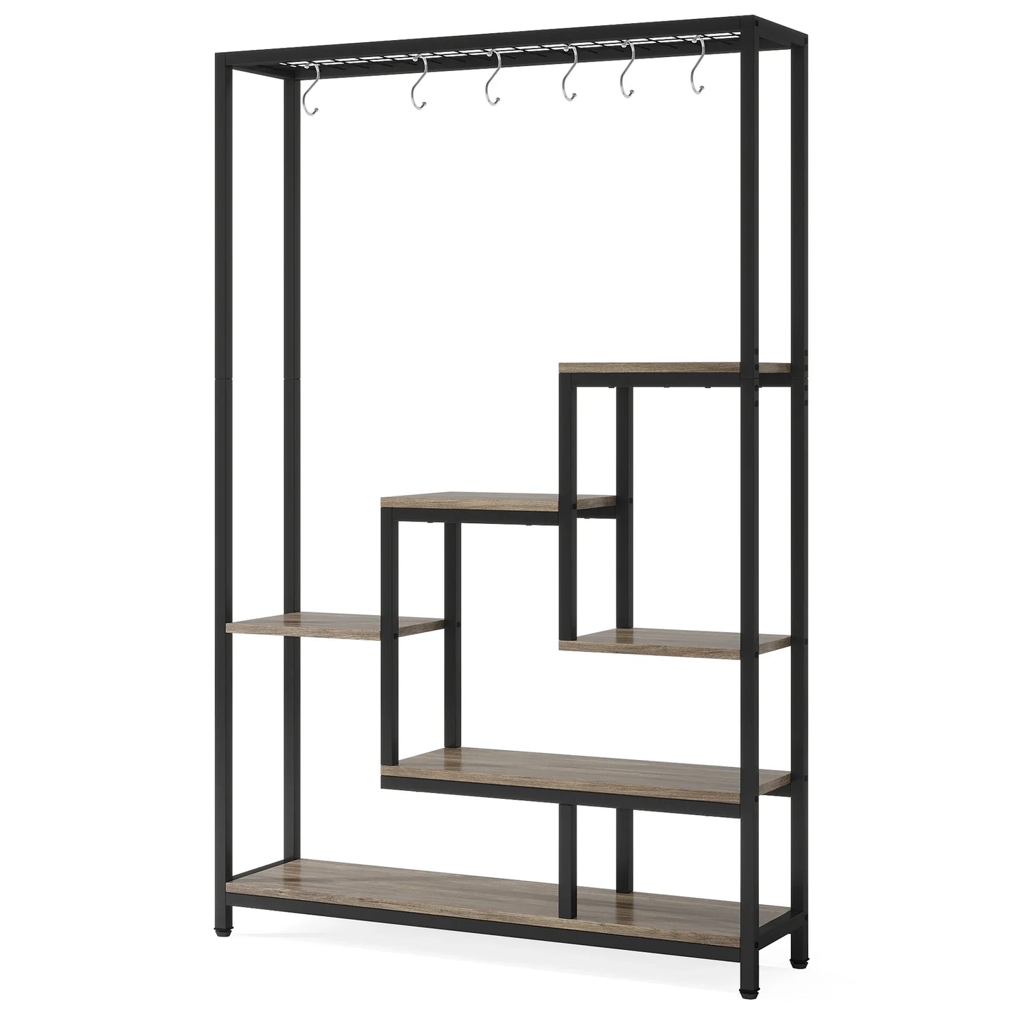 5 Tier Indoor Plant Stand With Shelves And Hooks