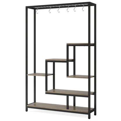 5 Tier Indoor Plant Stand With Shelves And Hooks