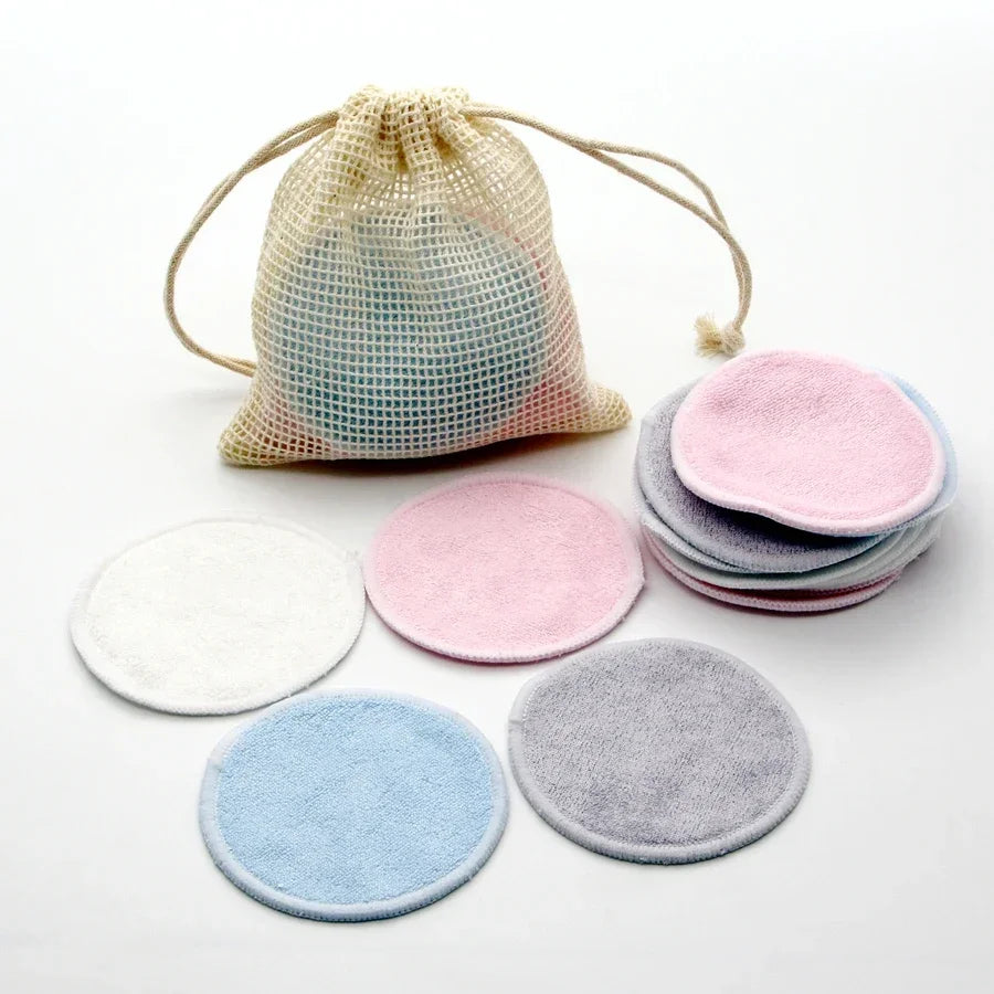 Silcy Skin 12pc reusable bamboo cotton makeup remover pads set pastel rounds with drawstring bag on Tampa Home & Garden Store