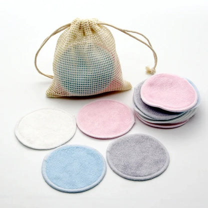 Silcy Skin 12pc reusable bamboo cotton makeup remover pads set pastel rounds with drawstring bag on Tampa Home & Garden Store